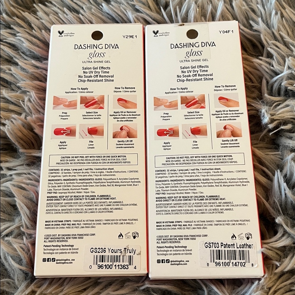NWT Dashing Diva Gloss Ultra Shine Gel Nail Strips Set of Two Black White Red - Picture 4 of 5